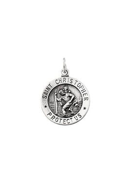 Sterling Silver 15 mm St. Christopher Medal 18” Necklace