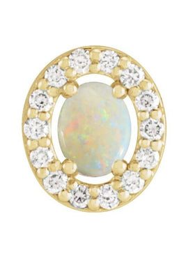 14K Rose Gold Natural White Opal  & .05 CTW Natural Diamond Halo-Style Pendant