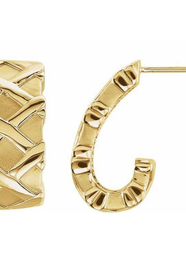 14K White Gold J-Hoop Earrings