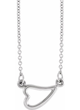 14K White Gold Adjustable Heart 16-18