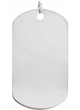 14K White Gold Engravable Dog Tag Pendant