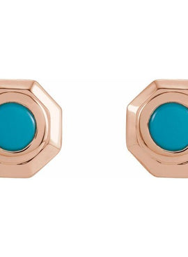 Sterling Silver Natural Turquoise Geometric Cabochon Earrings