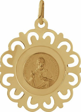 14K Yellow Gold 18 mm Round Scapular Medal