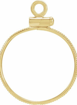 14K Yellow Gold Coin Frame Bezel Dangle for 17.9x1.2 mm Coin