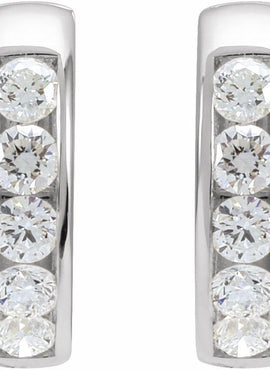 14K White Gold 1/3 CTW Natural Diamond 10 mm Hinged Hoop Earrings