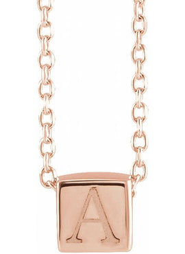 14K White Gold 5x5 mm Cube Pendant