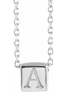 14K White Gold 5x5 mm Cube Pendant