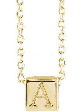 14K White Gold 5x5 mm Cube Pendant