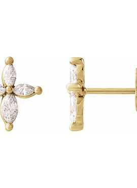 14K White Gold 1/3 CTW Natural Diamond Cross Earrings