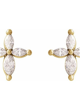 14K White Gold 1/3 CTW Natural Diamond Cross Earrings
