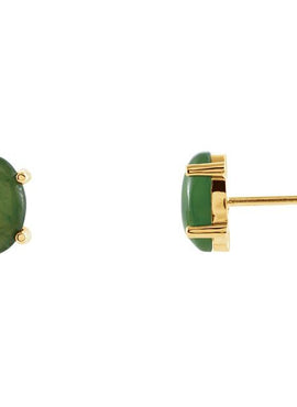 14K Yellow Gold Natural Nephrite Jade Earrings