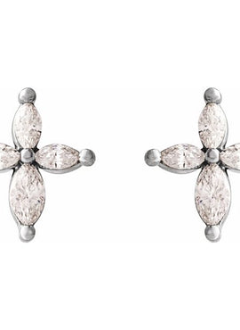 14K White Gold 1/3 CTW Natural Diamond Cross Earrings