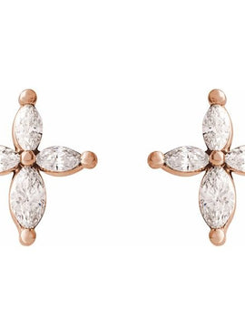 14K White Gold 1/3 CTW Natural Diamond Cross Earrings