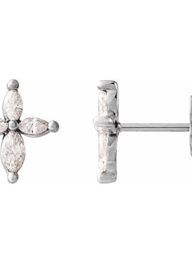 14K White Gold 1/3 CTW Natural Diamond Cross Earrings