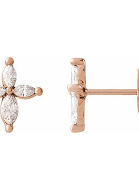 14K White Gold 1/3 CTW Natural Diamond Cross Earrings