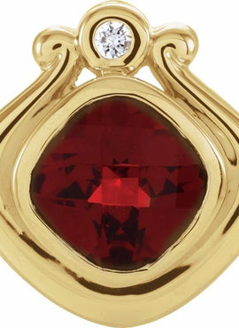 14K Yellow Gold Natural Mozambique Garnet & .03 CTW Natural Diamond Pendant