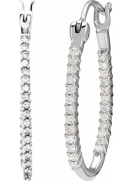 14K White Gold 1 CTW Natural Diamond Inside-Outside Hoop Earrings