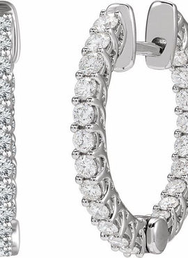 14K Yellow Gold 1 CTW Natural Diamond Inside-Outside 20.1 mm Hoop Earrings