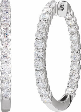 14K Yellow Gold 1 CTW Lab-Grown Diamond Inside-Outside Hinged 19.3 mm Hoop Earrings
