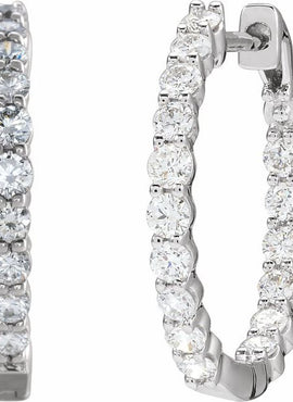 14K Yellow Gold 1 CTW Lab-Grown Diamond Inside-Outside Hinged 19.3 mm Hoop Earrings