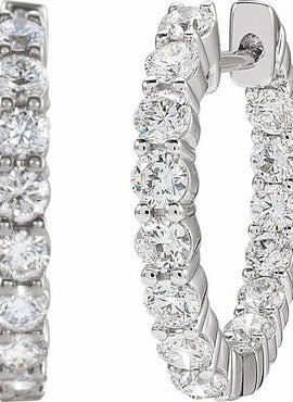 14K Yellow Gold 1 CTW Lab-Grown Diamond Inside-Outside Hinged 19.3 mm Hoop Earrings
