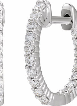 14K Yellow Gold 1 CTW Lab-Grown Diamond Inside-Outside Hinged 19.3 mm Hoop Earrings