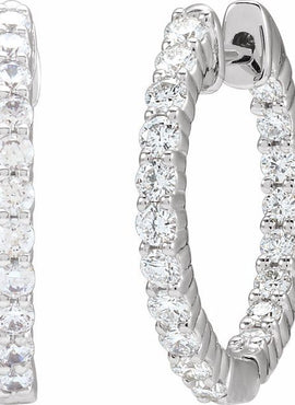 14K Yellow Gold 1 CTW Lab-Grown Diamond Inside-Outside Hinged 19.3 mm Hoop Earrings