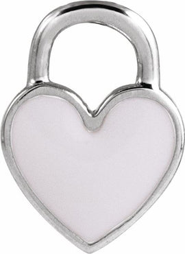 14K Yellow Gold White Enamel Heart Pendant