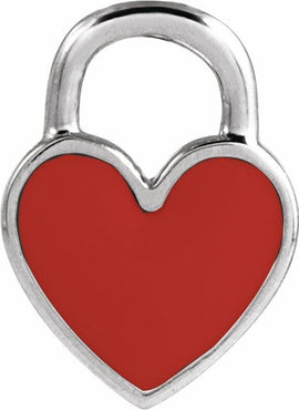 14K Yellow Gold White Enamel Heart Pendant