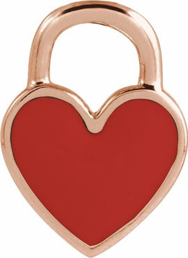 14K Yellow Gold White Enamel Heart Pendant