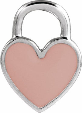 14K Yellow Gold White Enamel Heart Pendant