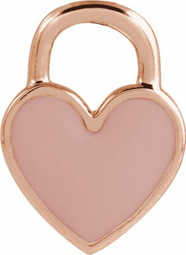 14K Yellow Gold White Enamel Heart Pendant