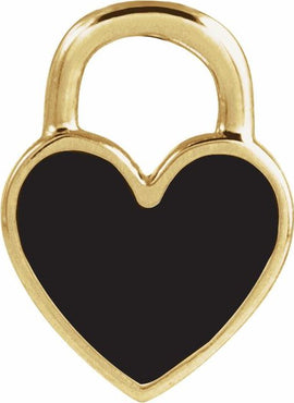 14K Yellow Gold White Enamel Heart Pendant