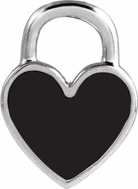 14K Yellow Gold White Enamel Heart Pendant