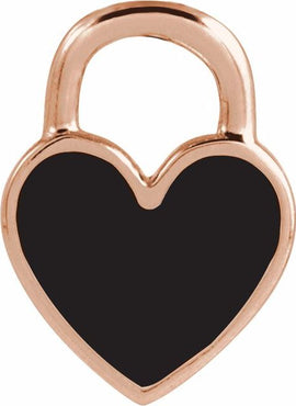 14K Yellow Gold White Enamel Heart Pendant