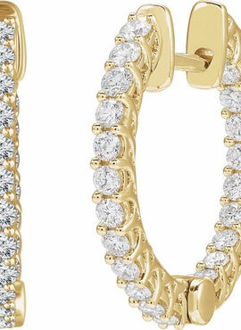 14K Yellow Gold 1 CTW Natural Diamond Inside-Outside 20.1 mm Hoop Earrings