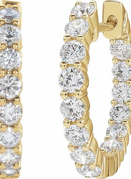 14K Yellow Gold 1 CTW Lab-Grown Diamond Inside-Outside Hinged 19.3 mm Hoop Earrings