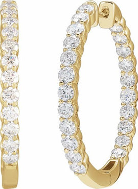 14K Yellow Gold 1 CTW Lab-Grown Diamond Inside-Outside Hinged 19.3 mm Hoop Earrings