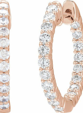 14K Yellow Gold 1 CTW Lab-Grown Diamond Inside-Outside Hinged 19.3 mm Hoop Earrings
