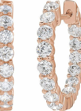 14K Yellow Gold 1 CTW Lab-Grown Diamond Inside-Outside Hinged 19.3 mm Hoop Earrings