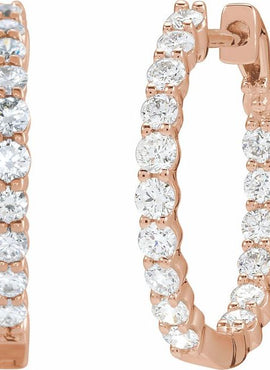 14K Yellow Gold 1 CTW Lab-Grown Diamond Inside-Outside Hinged 19.3 mm Hoop Earrings