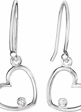 14K White Gold .03 CTW Natural Diamond Heart Earrings
