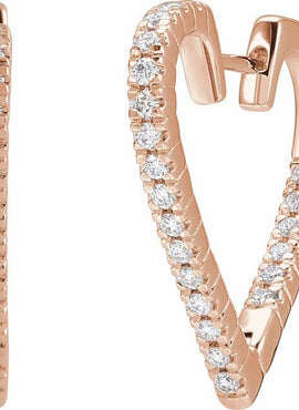 14K Yellow Gold 5/8 CTW Natural Diamond Heart Earrings