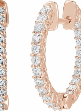14K Yellow Gold 1 CTW Natural Diamond Inside-Outside 20.1 mm Hoop Earrings