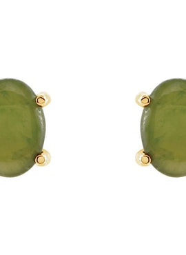 14K Yellow Gold Natural Nephrite Jade Earrings