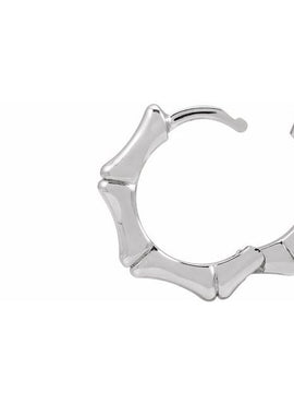 Platinum Hinged Bamboo 12 mm Hoop Earrings