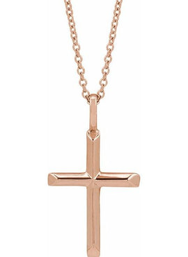 14K White Gold Knife-Edge Cross Charm/Pendant