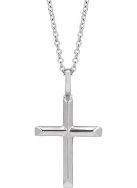 14K White Gold Knife-Edge Cross Charm/Pendant