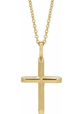 14K White Gold Knife-Edge Cross Charm/Pendant