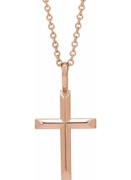 14K White Gold Knife-Edge Cross Charm/Pendant